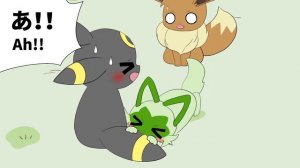 Sprigatito and Eevee love Umbreon's tail and belly! | Pokémon Animation