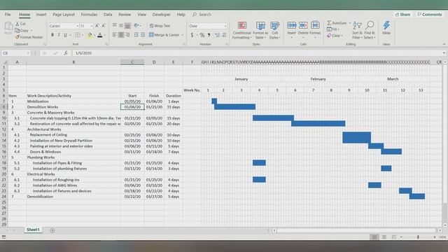 How to Make Project Schedule using Microsoft Excel | Programme | S-curve | Gantt Chart смотреть онлайн