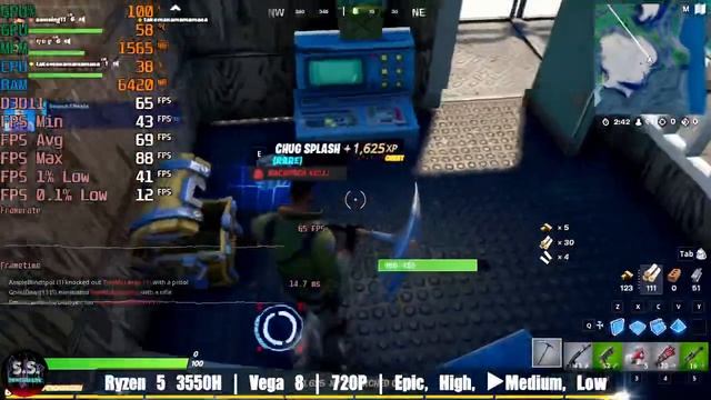 Fortnite : AMD Ryzen 5 3550H | Radeon Vega 8 l 720p - All Setting l смотреть онлайн
