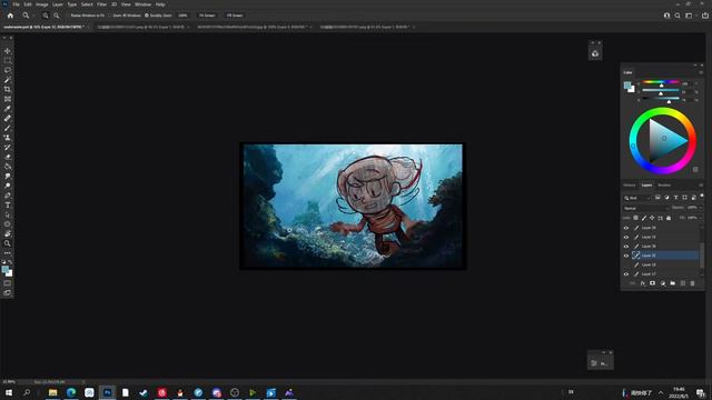 Process of painting Hilda under water scene смотреть онлайн