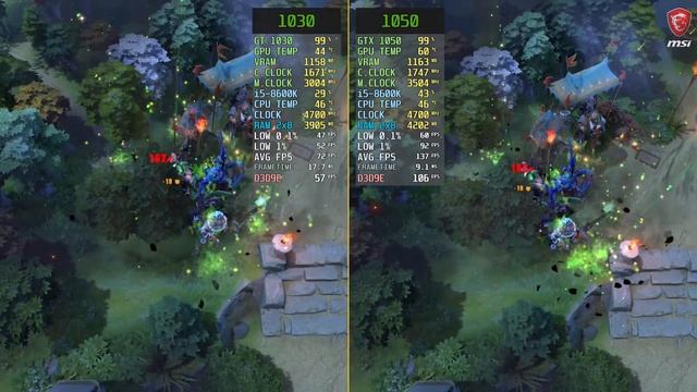Dota 2 GT 1030 vs. GTX 1050 смотреть онлайн