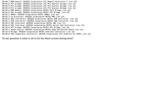 Ubuntu: Ubuntu 12.04 NVIDIA GeForce Go 7600 black screen during boot смотреть онлайн