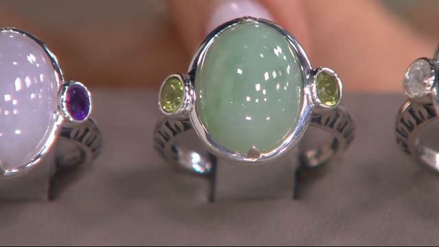 Oval Jade & Gemstone Sterling Silver Ring on QVC смотреть онлайн