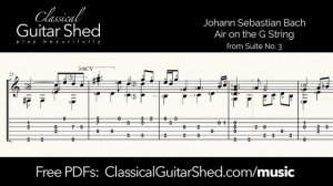 JS Bach: Air on the G String - Free sheet music and TABS for classical guitar