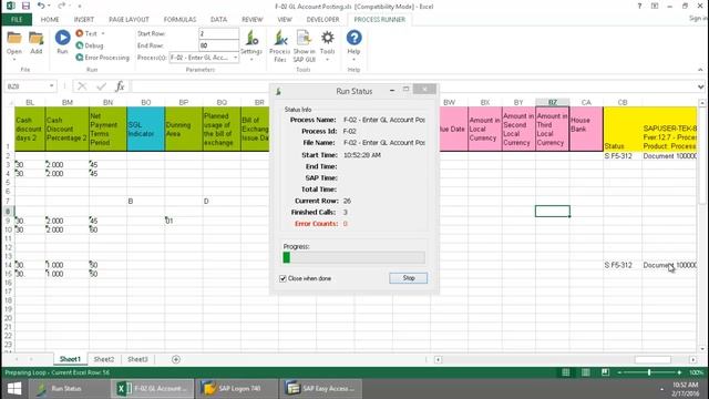 F-02 - G/L Account Posting From Excel смотреть онлайн