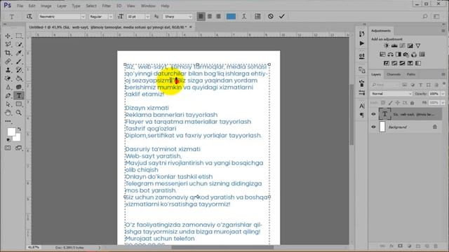 Photoshop dasturida reklama dizaynini tayyorlash смотреть онлайн