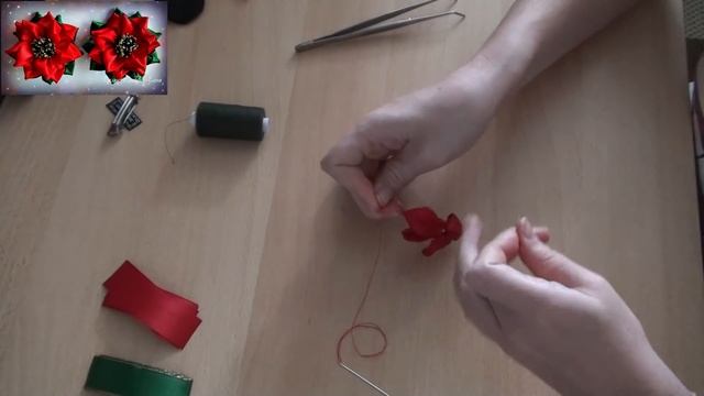 Очень простые заколочки цветочки Канзаши/Украшение для волос Канзаши/ Kanzashi DIY TUTORIAL