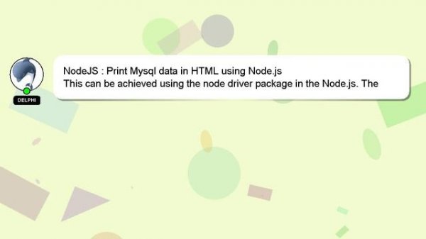 NodeJS : Print Mysql data in HTML using Node.js