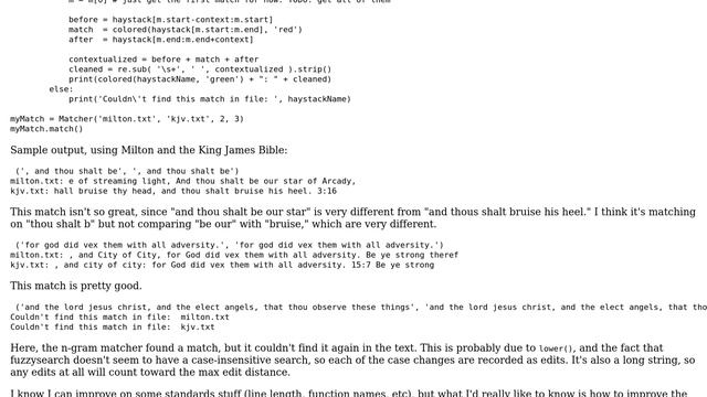 Code Review: Fuzzy / approximate text matching program in Python смотреть онлайн
