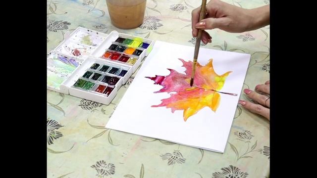 Художественный мастер-класс Дарья Лазько _Осенний лист_. смотреть онлайн