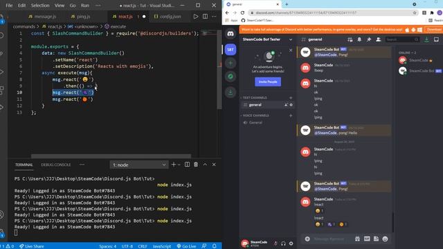 Making a Discord Bot with Discord.js (Part 6: Reactions) смотреть онлайн