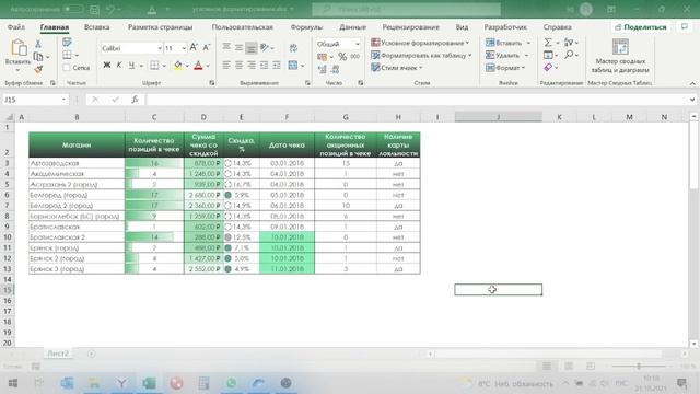 Условное форматирование в excel с помощью формул для ячейки и строки смотреть онлайн