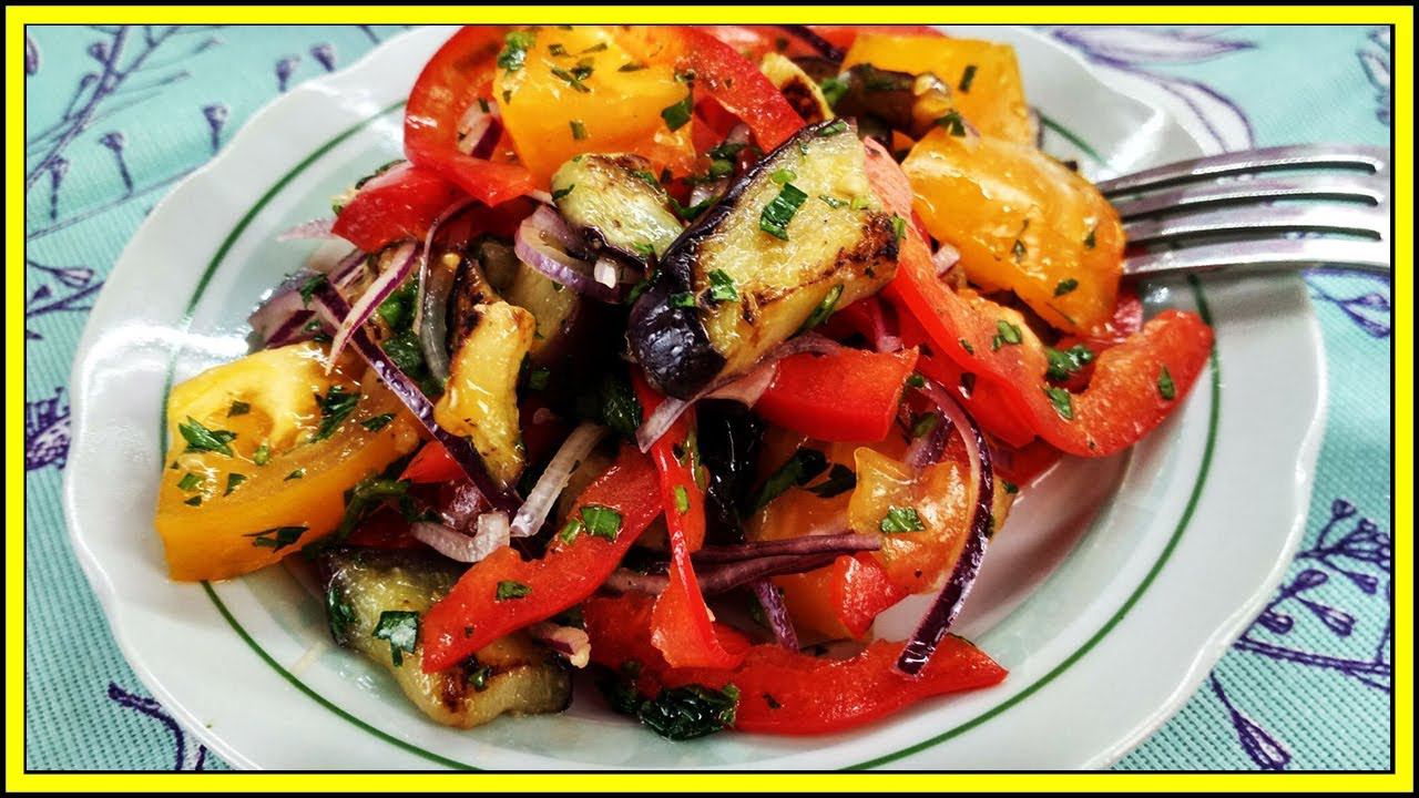 Сметут быстрее шашлыка! Овощной салат с баклажанами к шашлыку. смотреть онлайн
