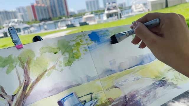 Sketchbook Painting OUTSIDE | Urban Sketching Watercolor + TIPS! смотреть онлайн