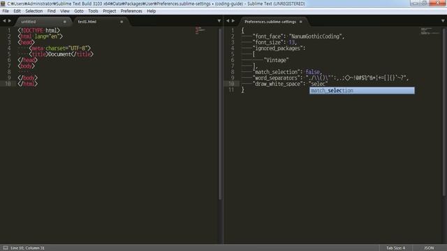 Sublime Text3 - Settings User - Draw White Space смотреть онлайн