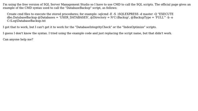 Databases: Ola Hallengren's SQL Server Maintenance Solution & CMD Syntax смотреть онлайн