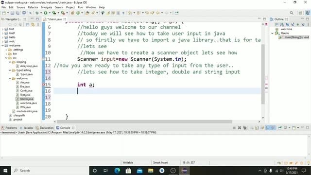 Eclipse:- Take input from user in Java смотреть онлайн