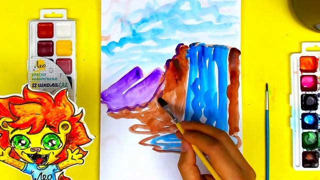 Как нарисовать ВОДОПАД пейзаж акварелью в школу смотреть онлайн