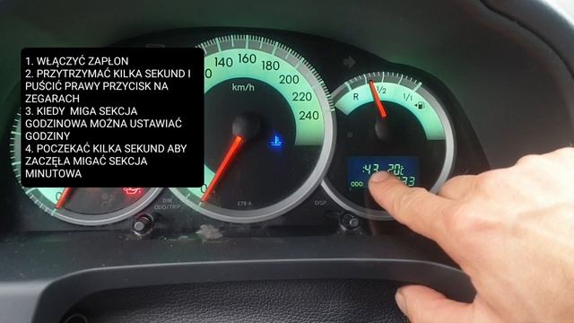 USTAWIENIE ZEGARKA TOYOTA COROLLA VERSO 2004. CLOCK SETTING, ADJUST. TIME SET UP смотреть онлайн