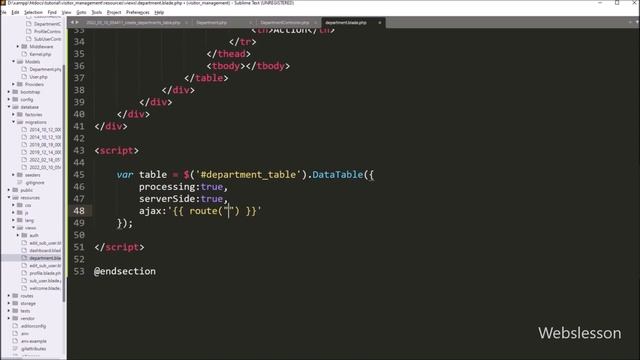 Laravel Project on Visitor Management System - DataTables Server Side Processing of Department Data смотреть онлайн
