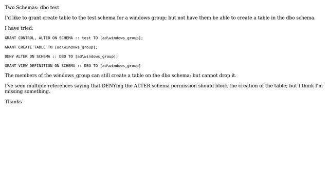 SQL Server 2014 Database vs. Schema Permissions смотреть онлайн