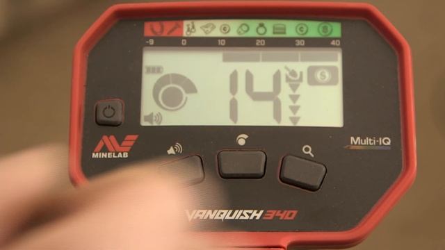 Minelab Vanquish 340 Metal Detector Controls.