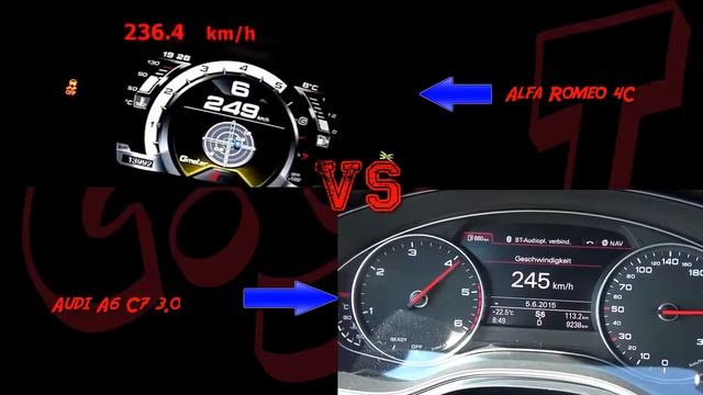 Car Speed Test Audi A6 C7 3.0 TDI S Line vs Alfa Romeo 4C Series Acceleration смотреть онлайн