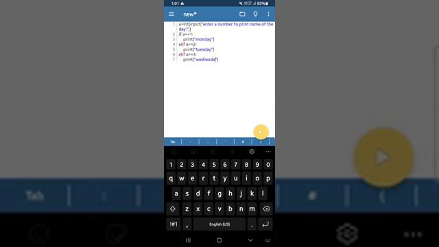 Python program to enter a number and print name of the day according to entered number смотреть онлайн