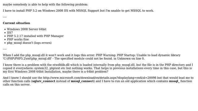 Install PHP MSSQL Driver on Windows 2008 64bit IIS 7 - Unable to load dynamic library смотреть онлайн