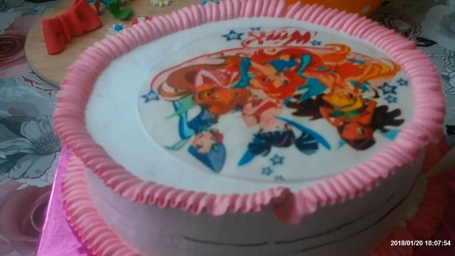Украшение торта вафельной картинкой с героями мультфильма
