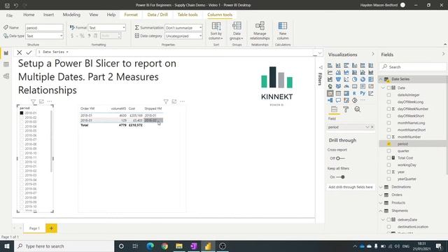 Power BI Basics Date slicer to filter on multiple date columns part 2 смотреть онлайн