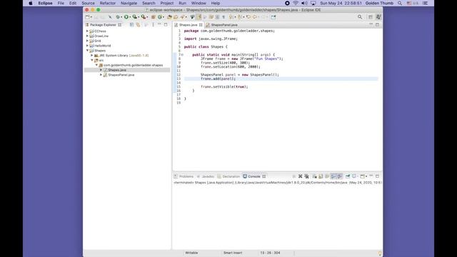 Drawing shapes using Java classes JFrame and JPanel in Eclipse смотреть онлайн