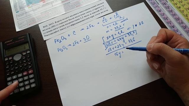 Химия. ЦТ 2015. В10. Восстановление оксида железа углеродом.