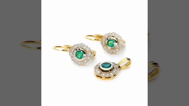 Zawieszka złoto 585 ze szmaragdem 0,38 ct i brylantami 0,13 ct смотреть онлайн