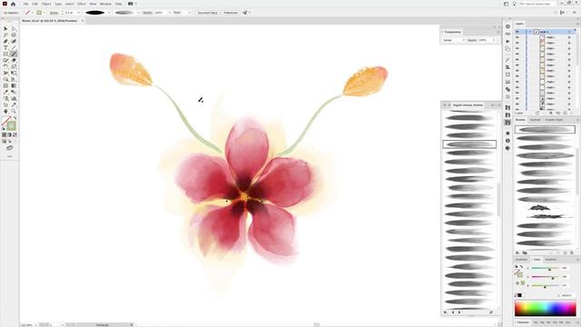 How to draw Vector Watercolor Flowers in Adobe Illustrator смотреть онлайн
