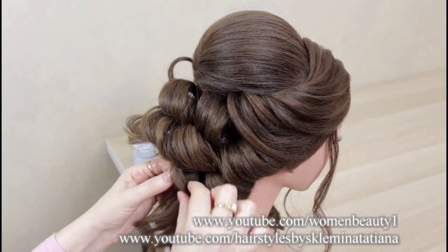 Easy Bridal Hairstyle For Long Hair. Wedding Prom Updo. Low Bun