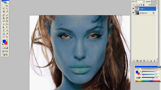 Changing Angelina Jolie To Avatar By Photoshop , смотреть онлайн