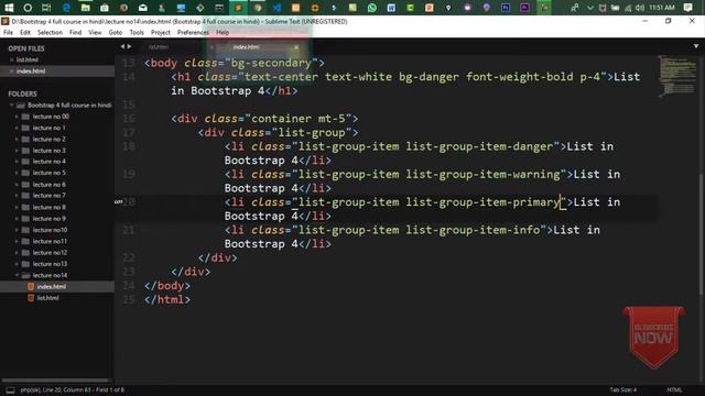Bootstrap 4 Tutorial in Hindi Part 21 : Bootstrap 4 List Groups and list item in Hindi/Urdu смотреть онлайн