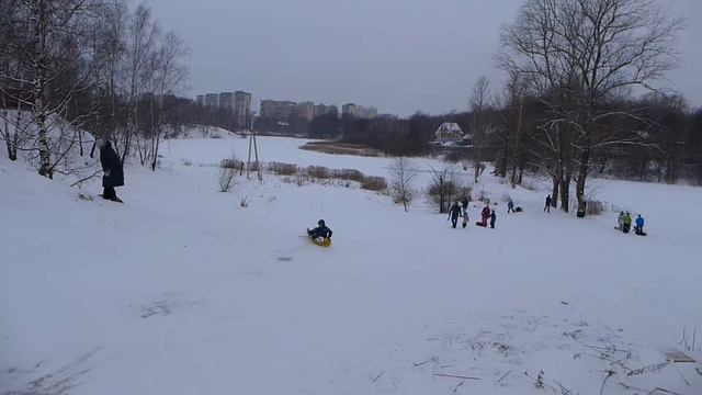 Железнодорожный, крутая горка. январь 2017 смотреть онлайн