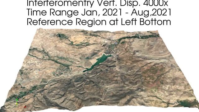 Yamchi Dam Near To Ardebil City, North Iran Satellite Interferometry (DInSAR) 3D Map In PyGMTSAR