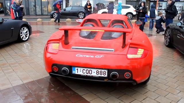 Red Porsche Carrera GT ! Start-UP and very HARD revs ! (Zoute GP 2013) смотреть онлайн