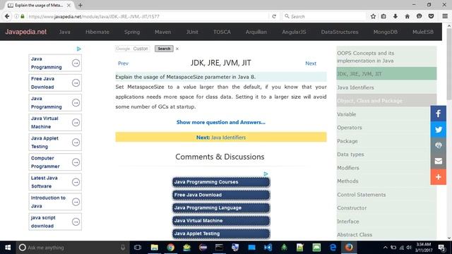Explain the usage of MetaspaceSize parameter in Java 8.
| javapedia.net смотреть онлайн