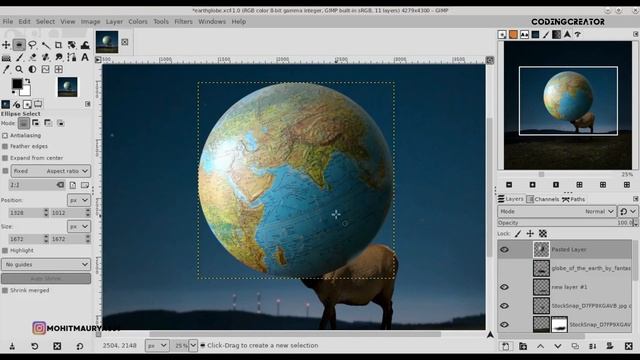Earth globe photo manipulation Photoshop editing into GIMP | Gimp tutorial 2.10.20 | Codingcreator смотреть онлайн