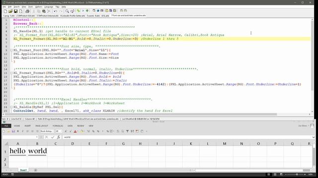 Excel & AutoHotkey-Font type, size, and formatting смотреть онлайн