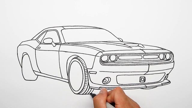 How to draw a car - Dodge Challanger - Step by step#1 смотреть онлайн