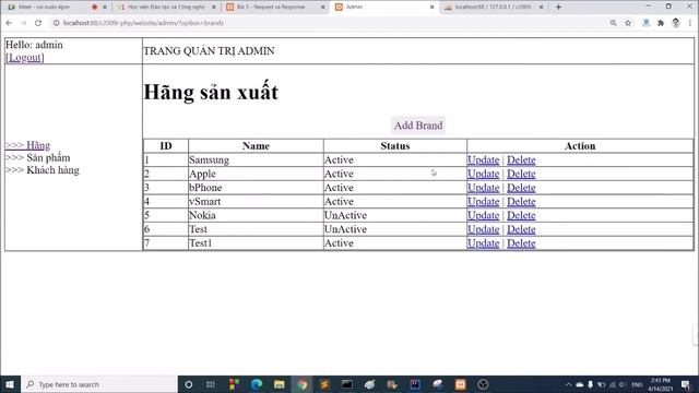 PHP-C2009I: Bài 17. Lập trình xem thêm sửa xóa (CRUD) hãng sản xuất смотреть онлайн