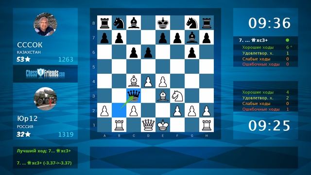 Анализ шахматной партии: Юр12 - СССОК, 1-0 (по ChessFriends.com) смотреть онлайн