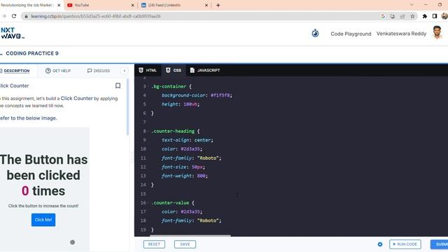 Javascript coding practice 9|| click counter || nxtwave ccbp 4.0 || |#javascript #viral #video смотреть онлайн