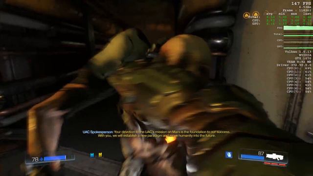 DOOM Vulkan Walkthrough Part 3 EVGA GTX 1070 FTW Ultra settings 1080p смотреть онлайн