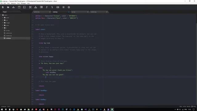 Ren'Py #3 Customising Character names and Using menus смотреть онлайн
